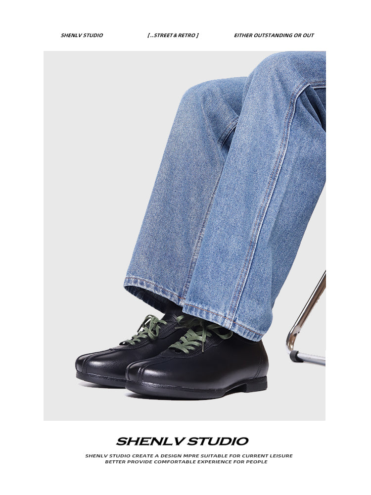 SHENLV STUDIO Japanese Retro Leather Casual Training Leather Shoes