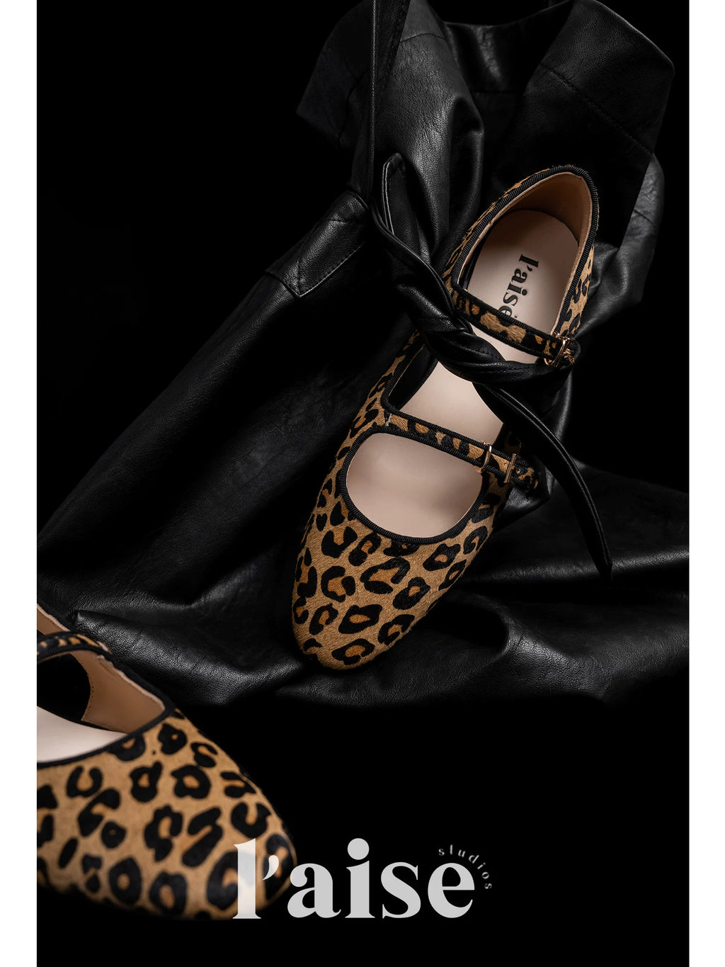 L'aise Leopard Side Hollow Mary Jane Shoes
