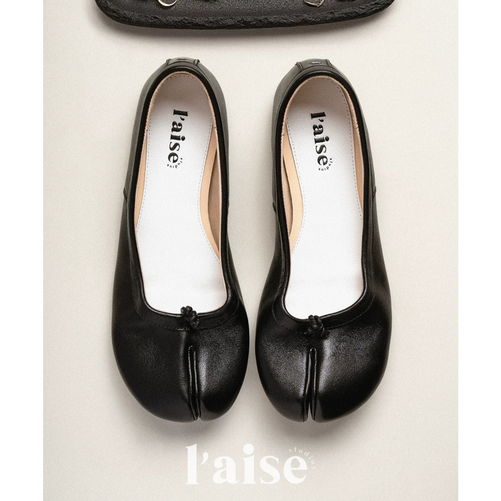 L'aise Flat-bottomed Light-mouth Split-toe Shoes