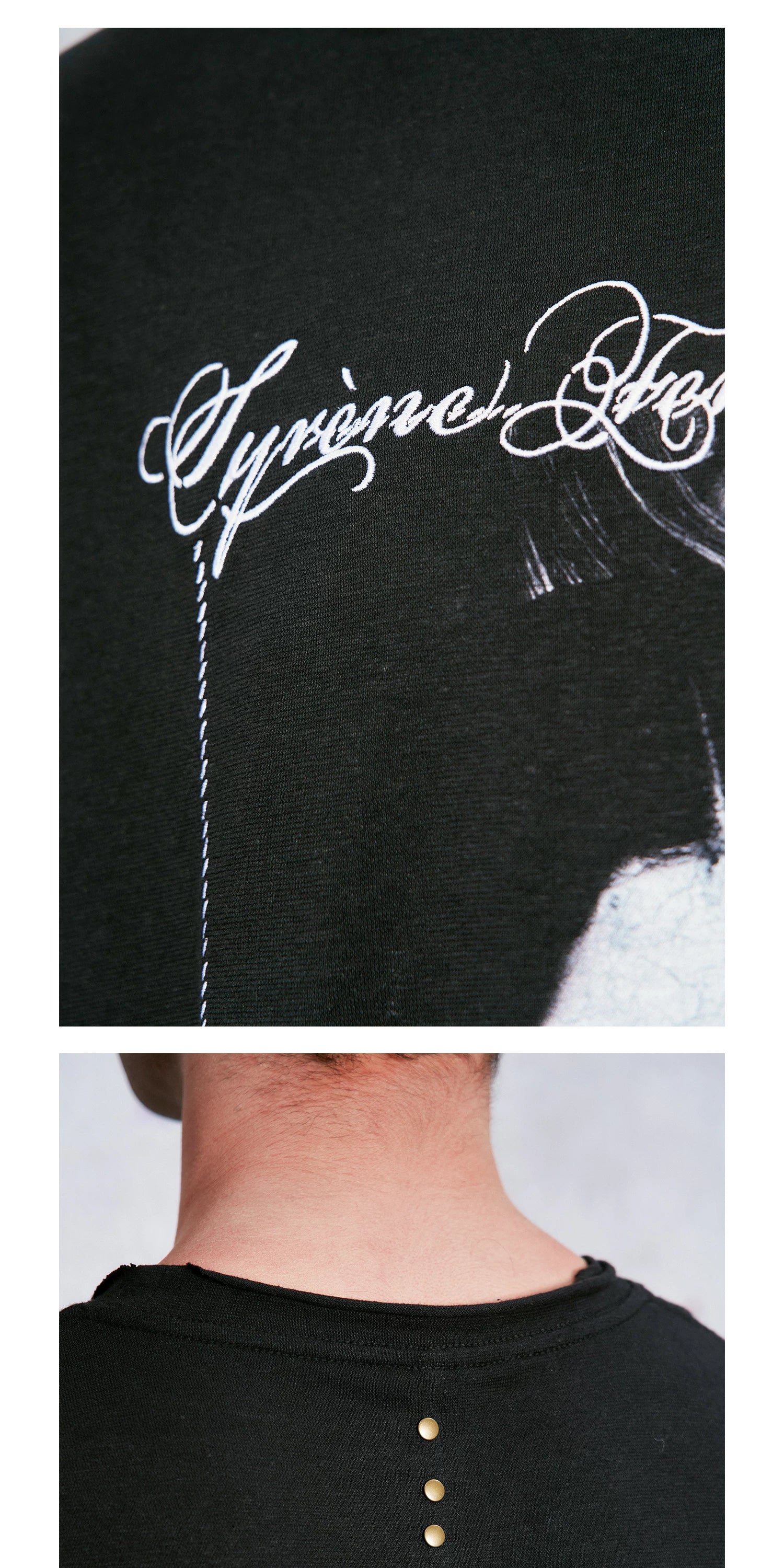 WANNA LAB Embroidery Loose Casual Tee