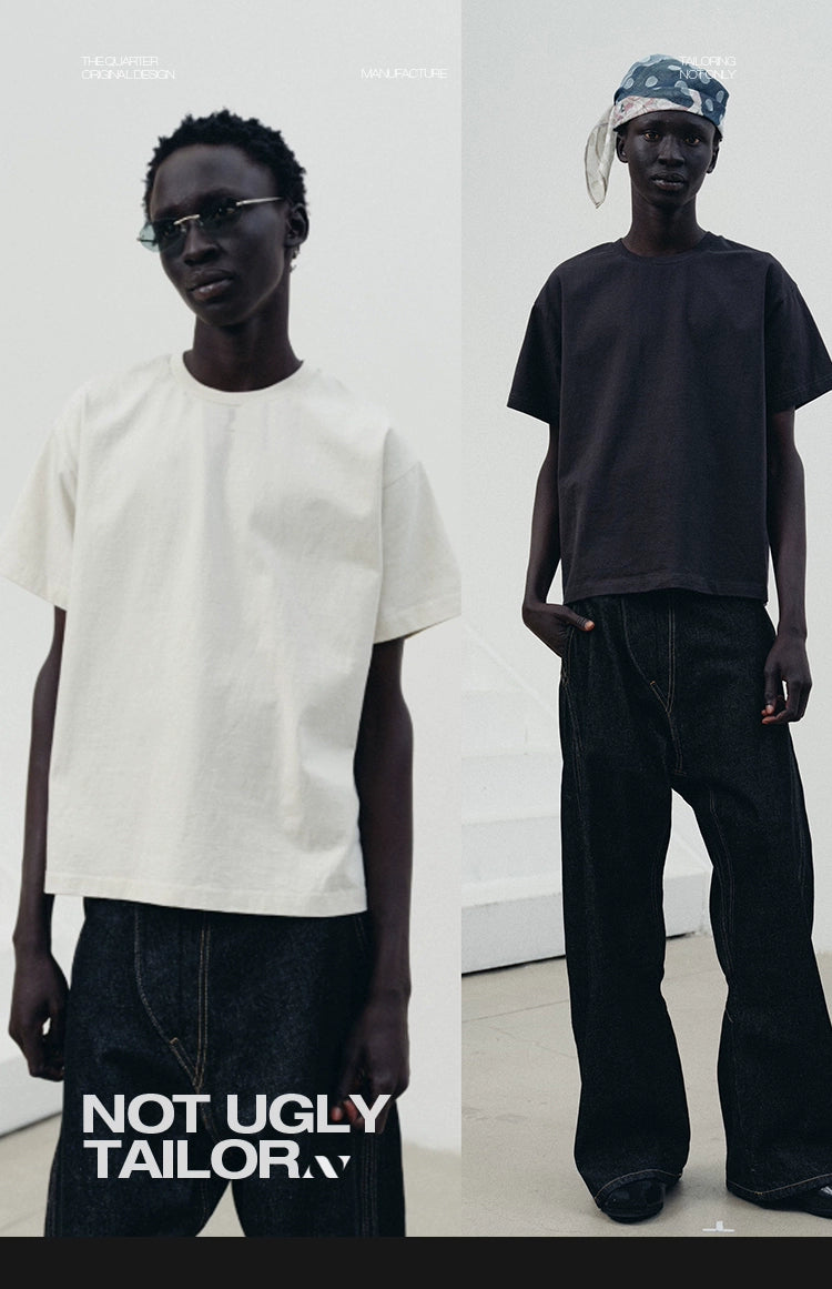 NOT UGLY Solid Color Basic Short Wide Tee