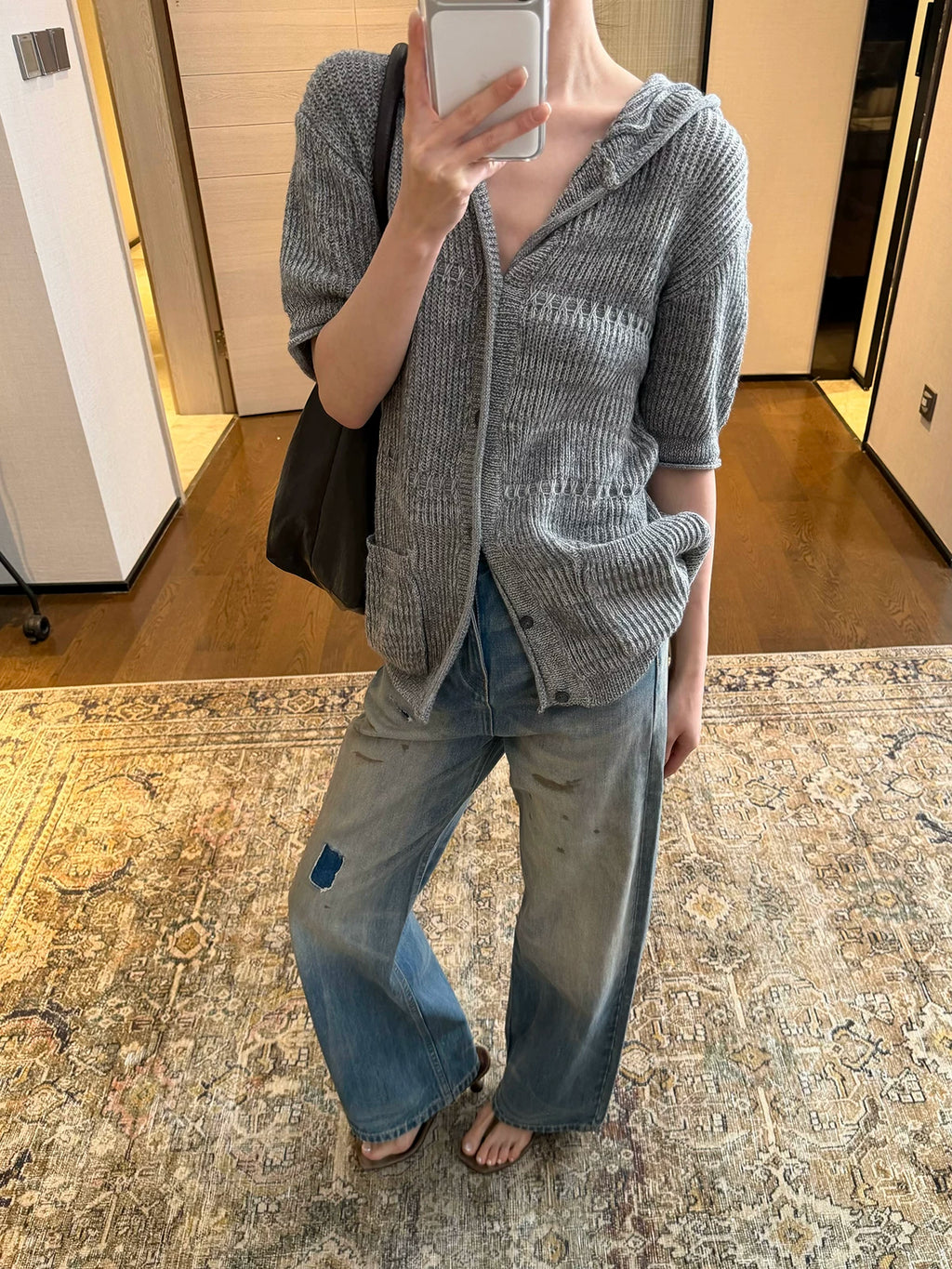 Slight Vogue Ripped Splicing Old Spray Embroidered Straight Jeans