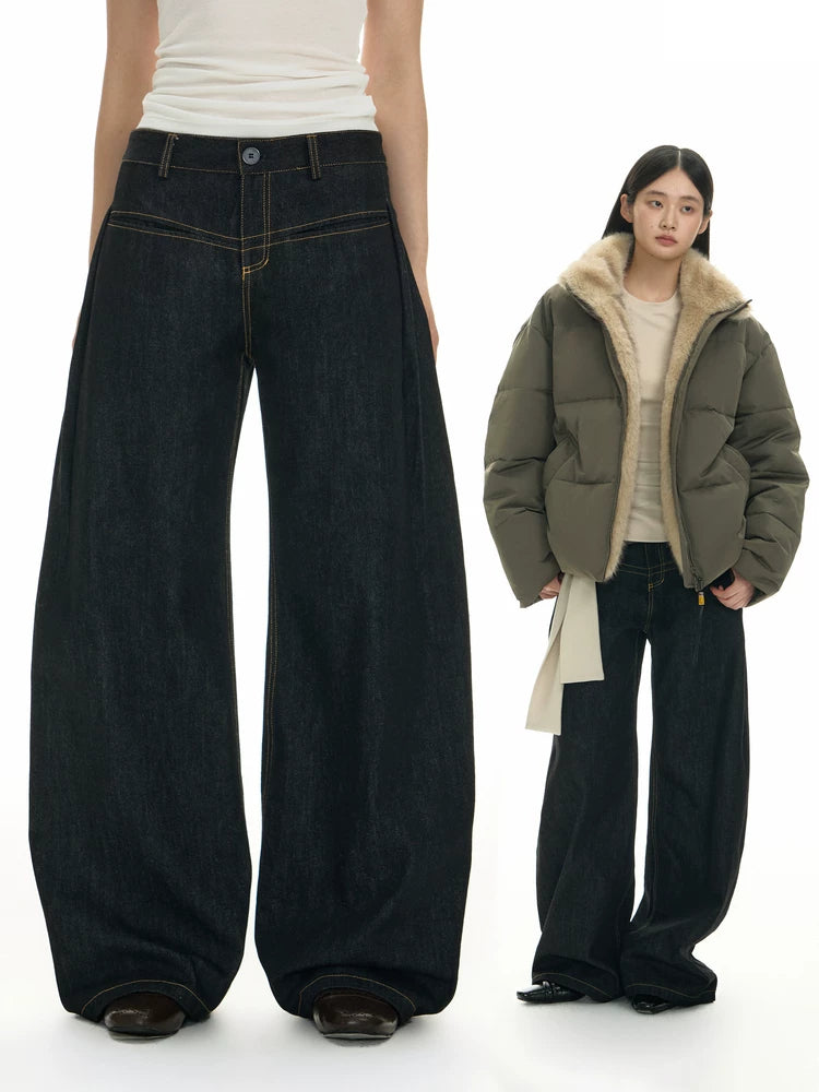 TGNS Vintage Banged Nailed Belt Loose Jeans