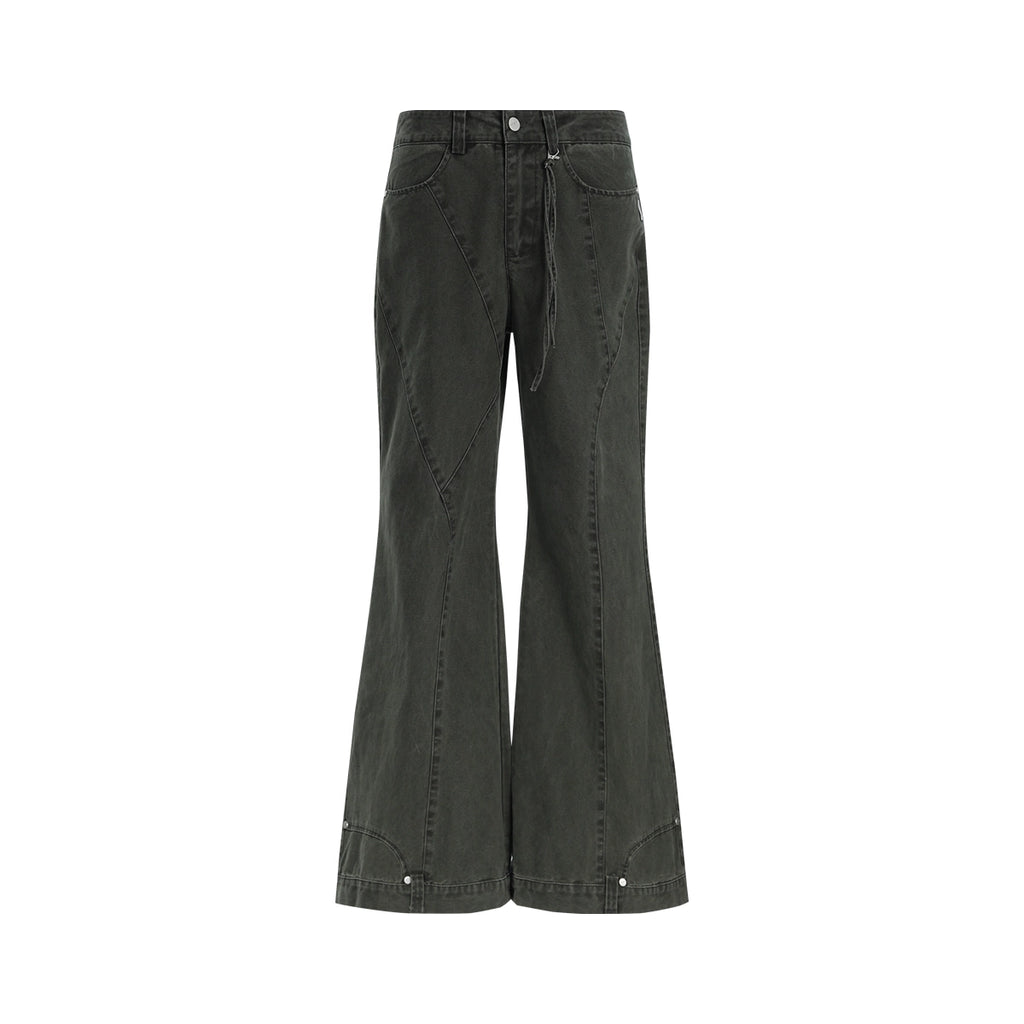 FUNKYFUN Washing Water To Make Old Bone Line Flared Pants