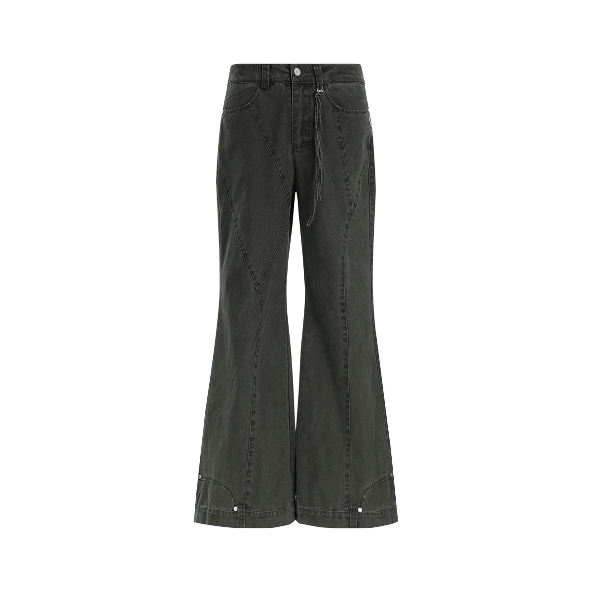 FUNKYFUN Washing Water To Make Old Bone Line Flared Pants