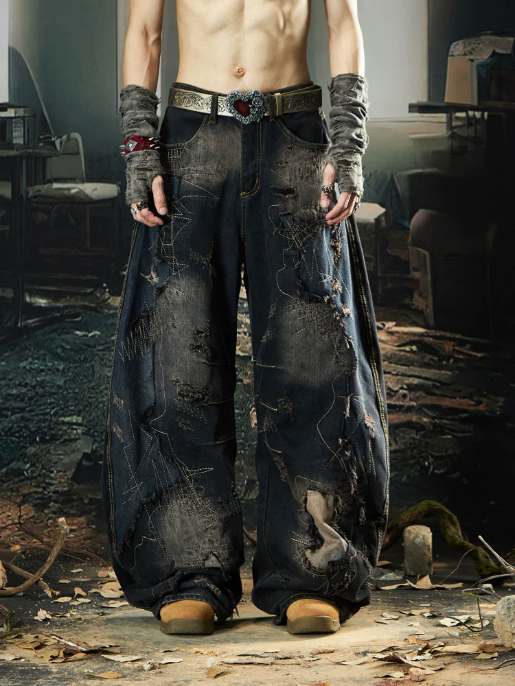 NOMANIAI Wasteland Heavy Industries Patch Old Rough Scimitar Jeans
