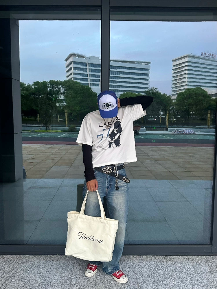 TumBlerine "77 Gun Girl" Loose Boxy Spoof Print Tee