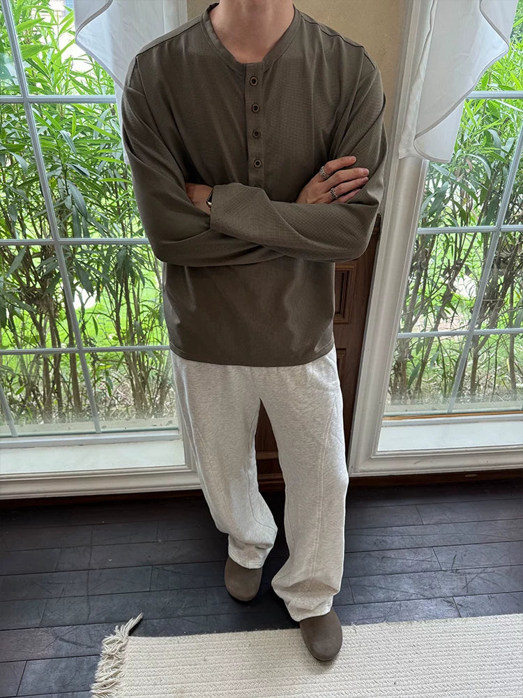 ZOZOFOREST Henry Collar Casual Sports Long Sleeve