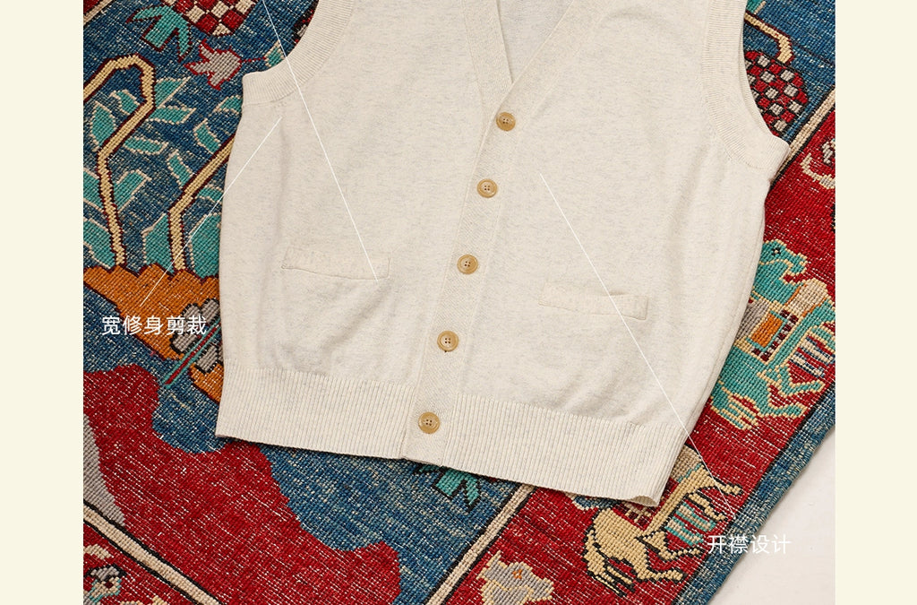 CULTUM Sleeveless Knitted Cardigan V-Neck Wool Vest