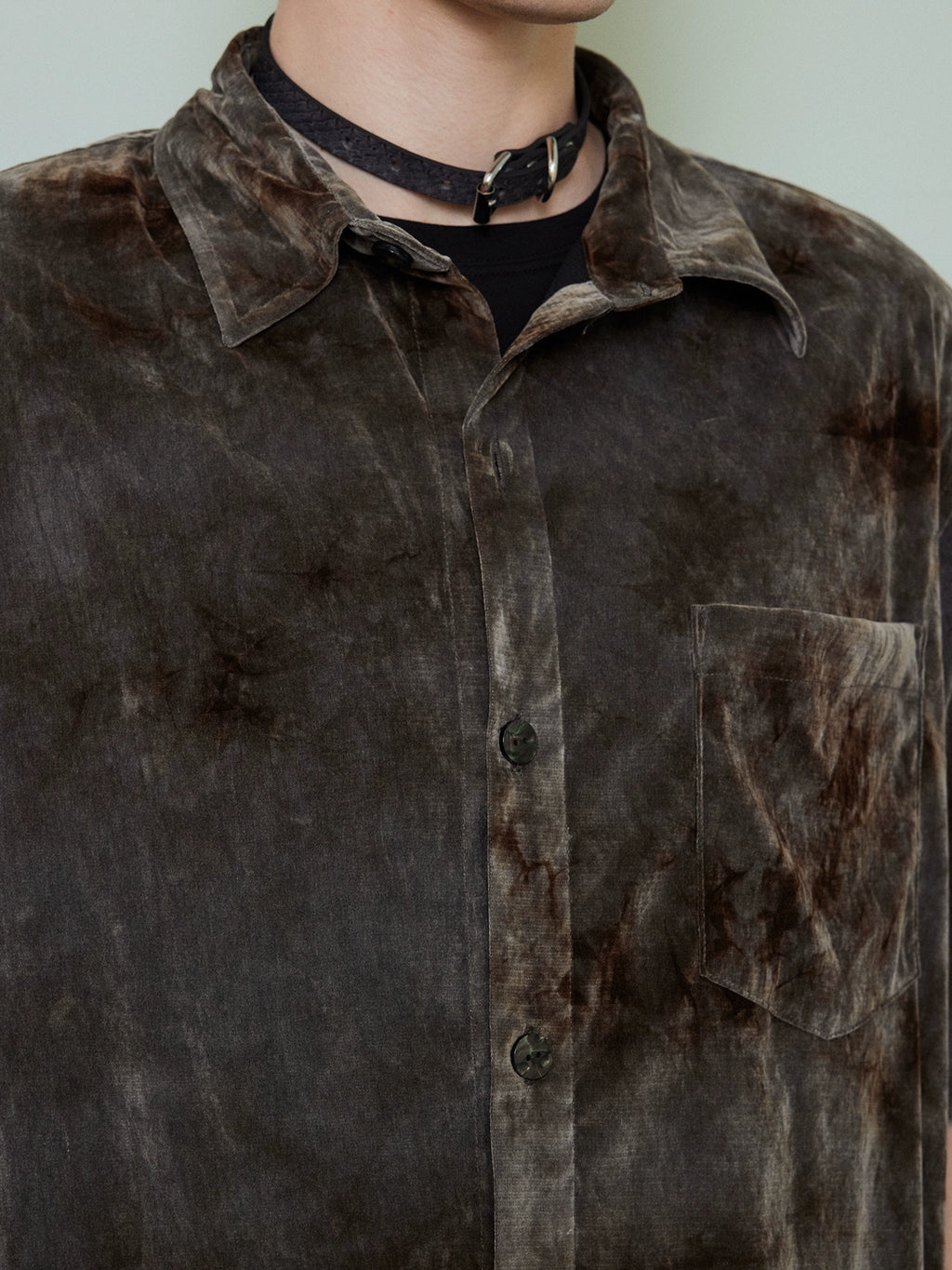 NOT UGLY Velvet Premium Textured Double-pleated Short Sleeve Shirt