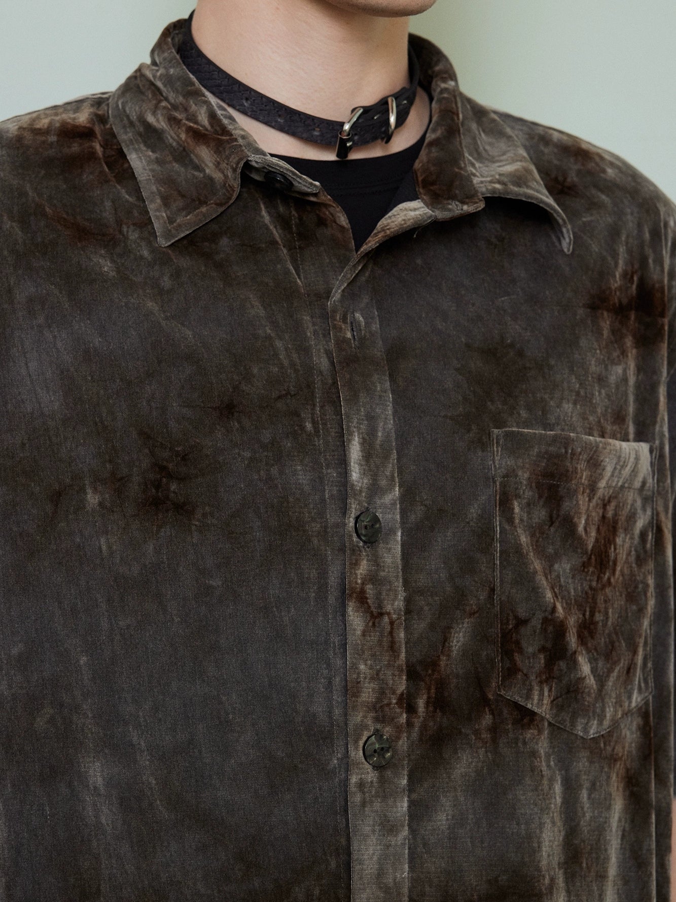 NOT UGLY Velvet Premium Textured Double-pleated Short Sleeve Shirt