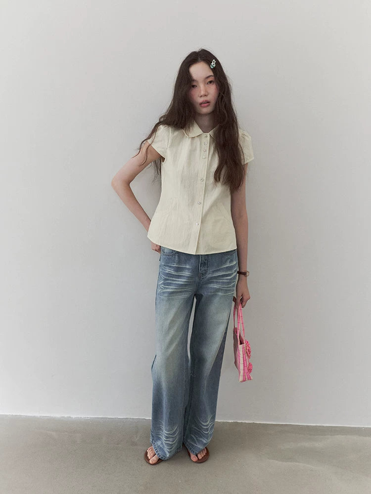 VOOE Lapel Versatile Skinny Shirt
