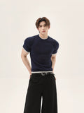 TURNTIDE Fake Two Piece Knitted Slim Tee