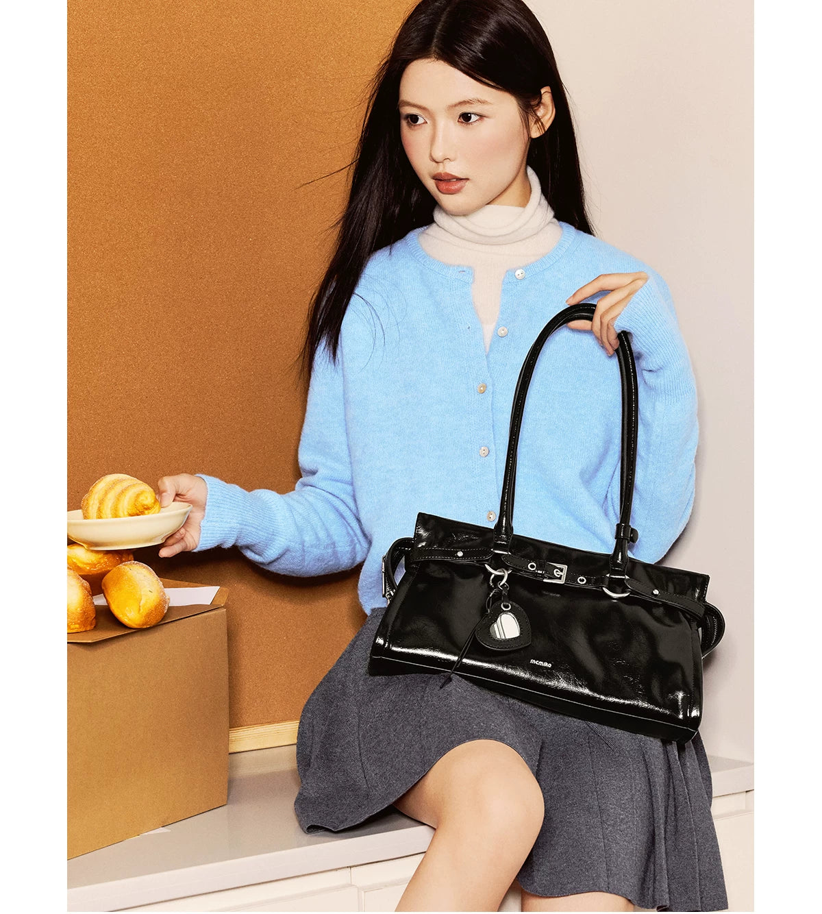 Mcmiko Vintage Cowhide Niche Underarm Shoulder Bag