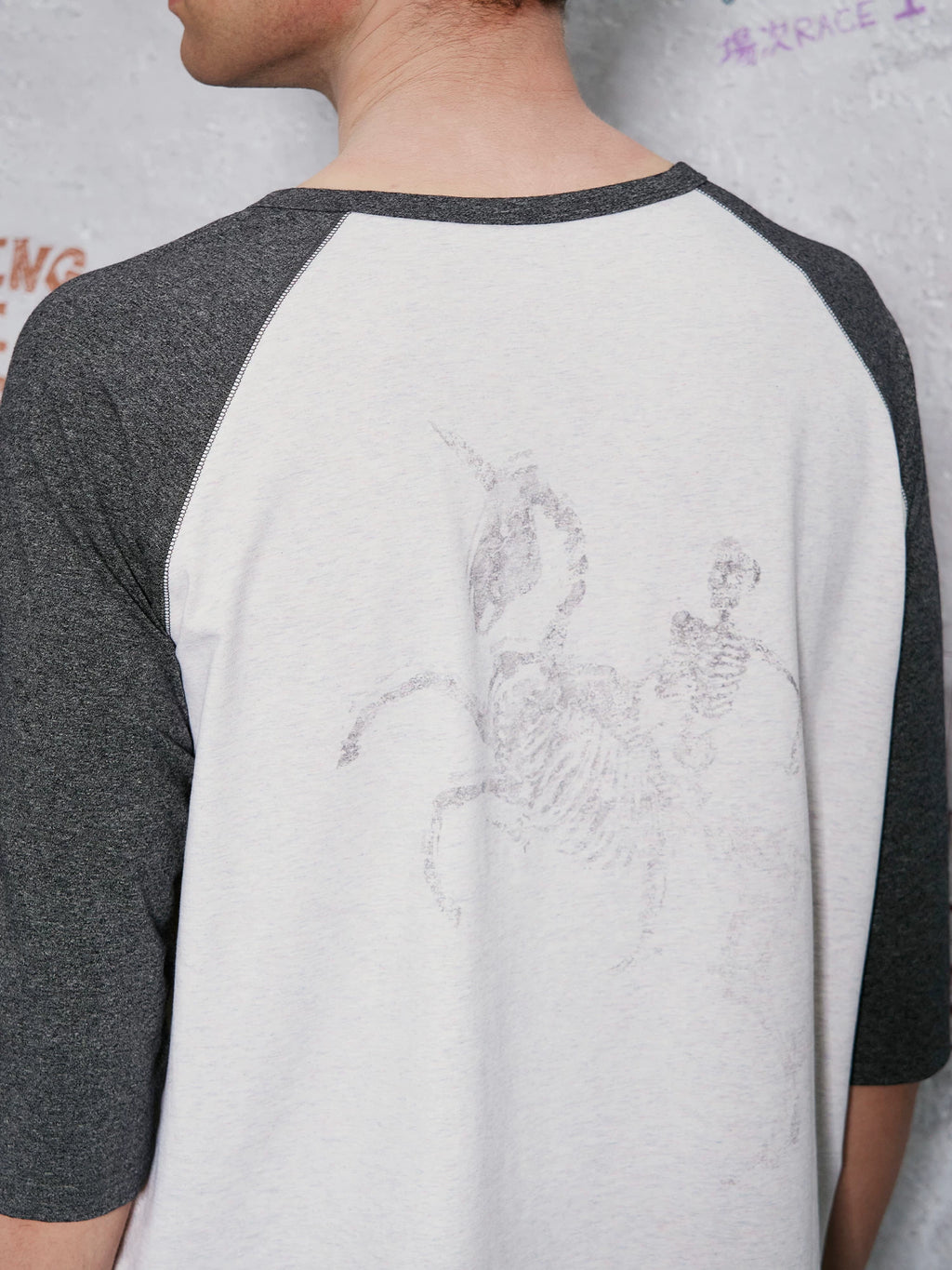 WANNA LAB Contrast Color Shoulder Casual Tee