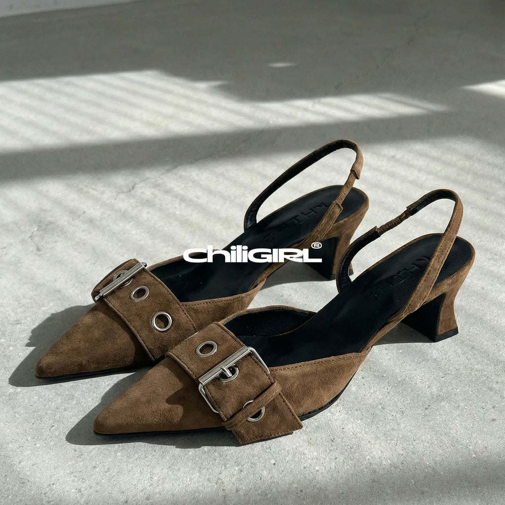 CHILIGIRL Light and Mature Style Pointed Thick Heel High Heels