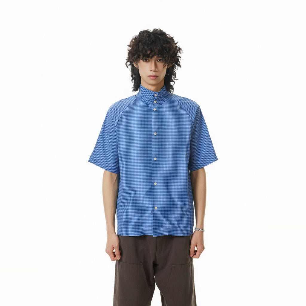 BTSG Niche Plugged Shoulder Deconstruction Multi-button Plaid Shirt