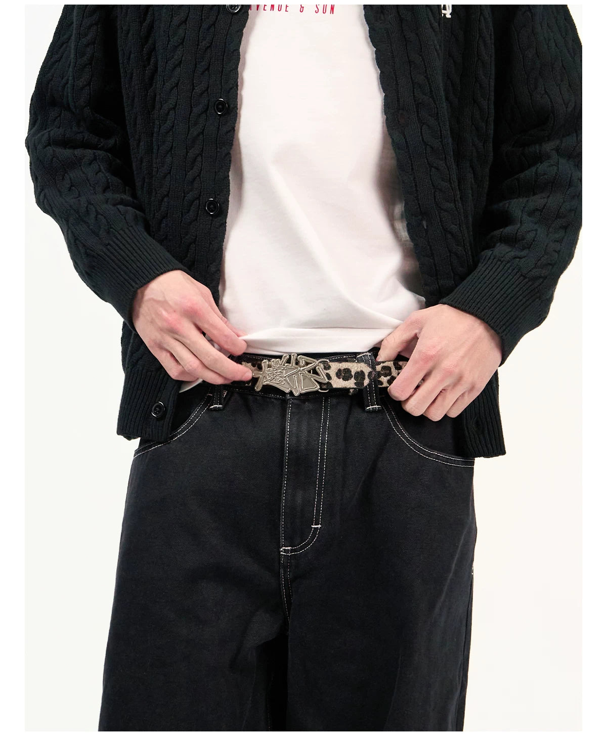 AVENUESON Two-color Leopard Print Belt