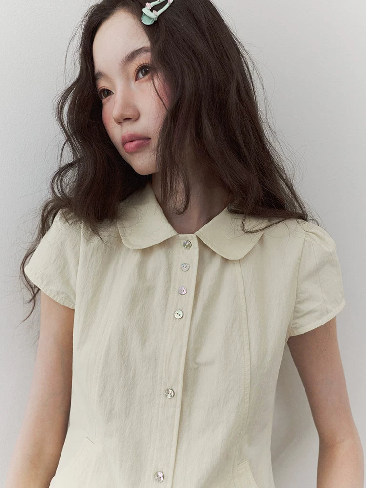 VOOE Lapel Versatile Skinny Shirt