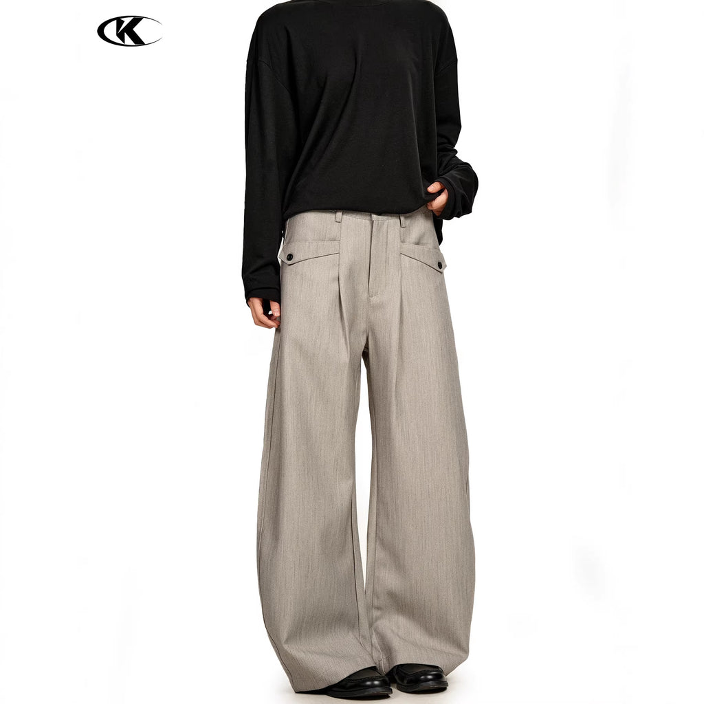 11KN Retro Double-pleated Loose Casual Trousers
