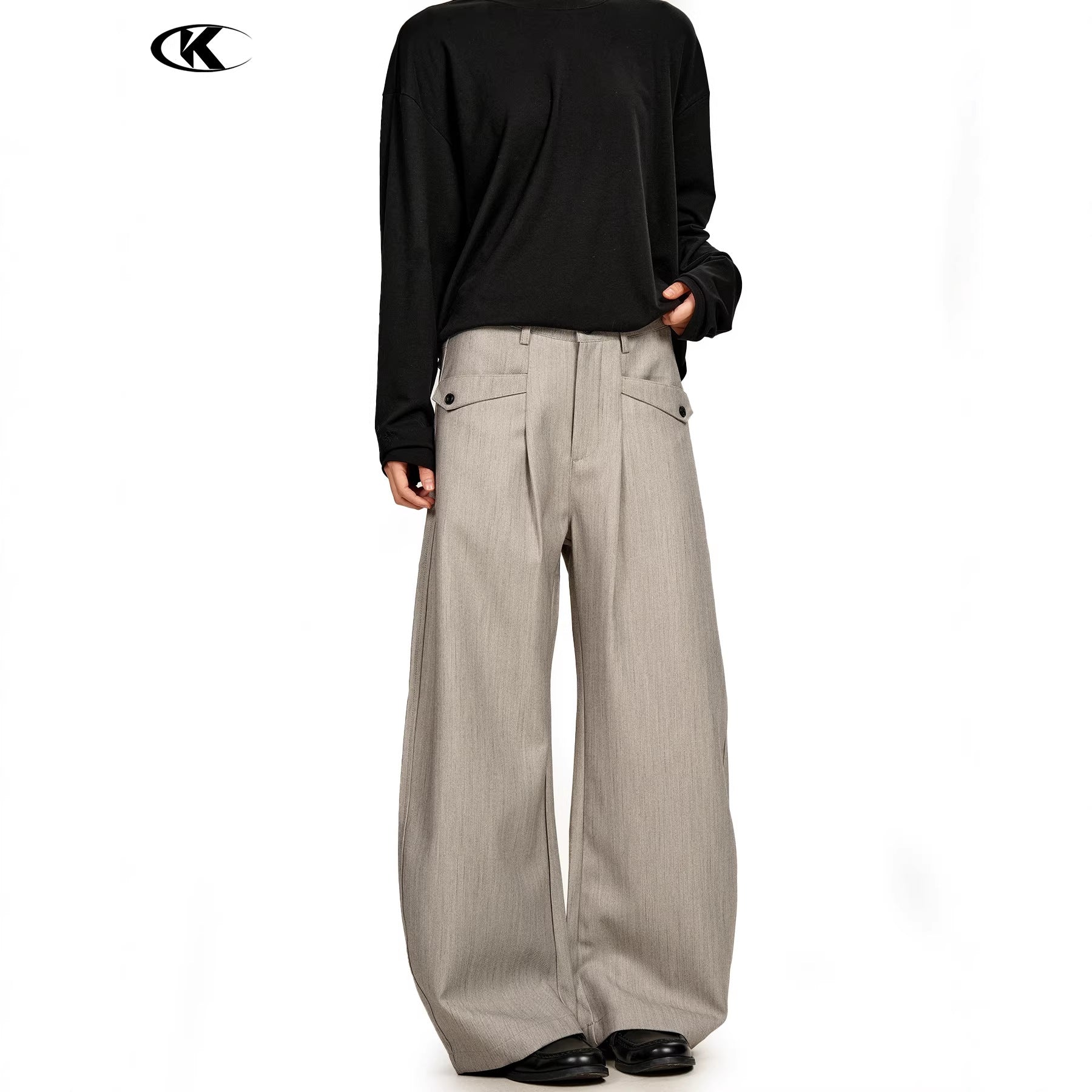 11KN Retro Double-pleated Loose Casual Trousers