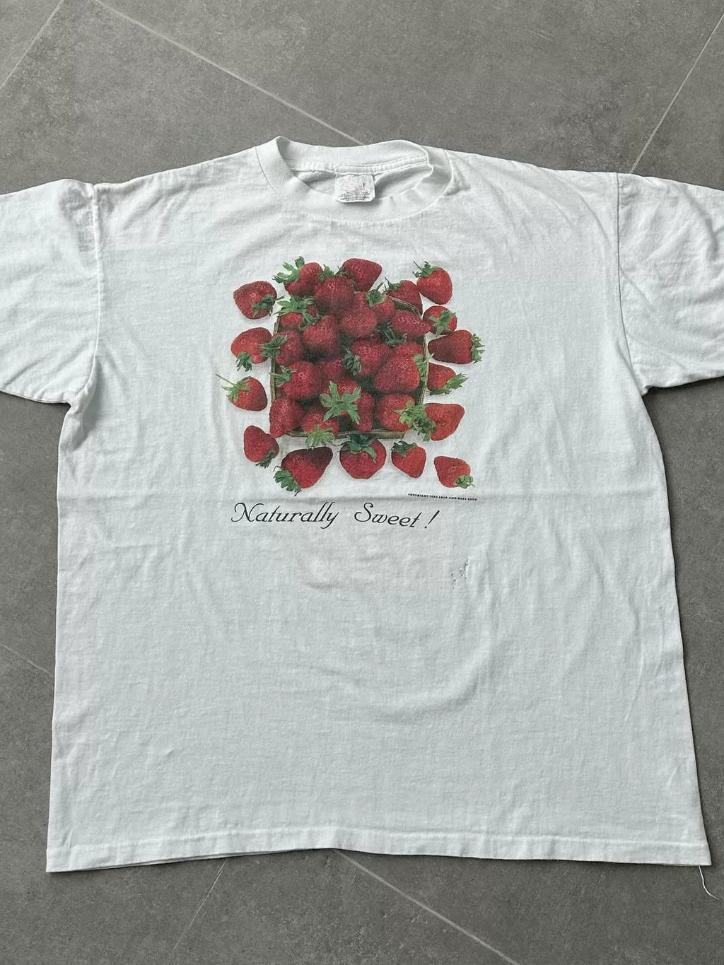 Wang Youbing Strawberry Printing Advanced Sense Casual Tee