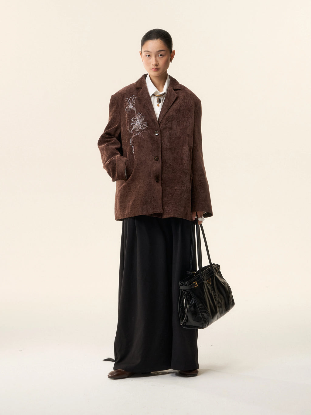 LOUMUTAKU Lily Beaded Jacquard Suit Velvet Jacket