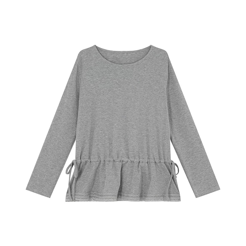 Kano Waist Strap Drawstring Loose Crew Neck Long Sleeves