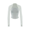 Audwyn Fake Two Pieces Skinny Waist Long Sleeves