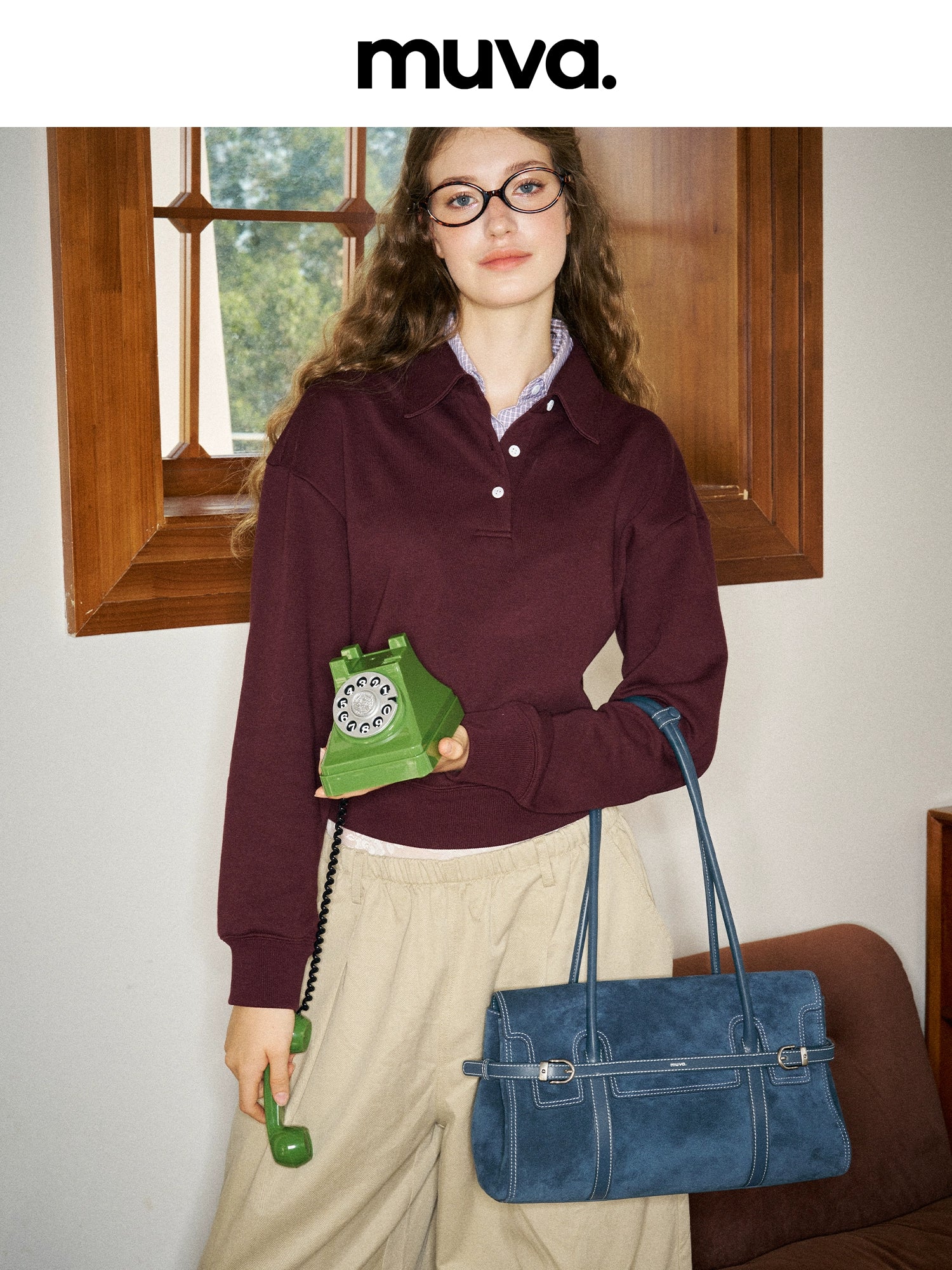 MUVA British Style Loop with Cowhide Large-capacity Shoulder Bag