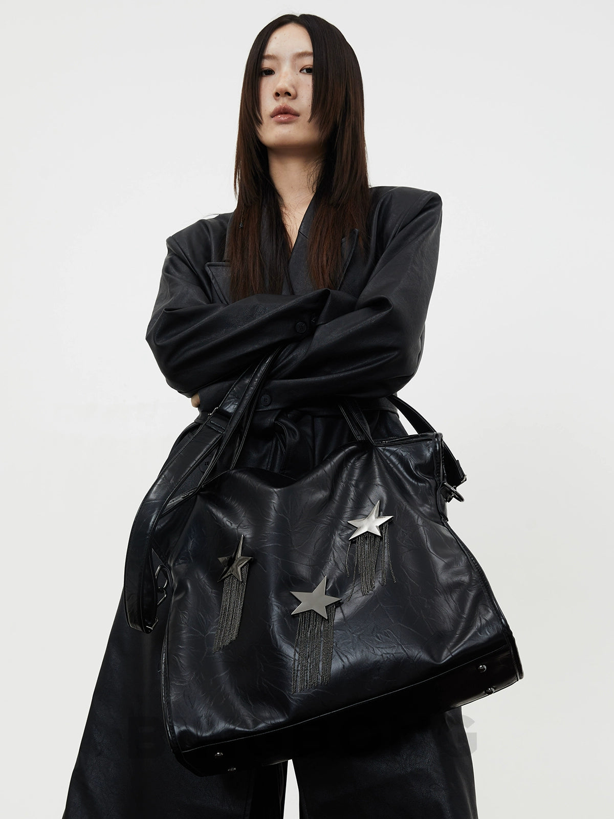 BINGBONG Large Capacity Messenger Tote Bag Single Shoulder Fringed Large Bag