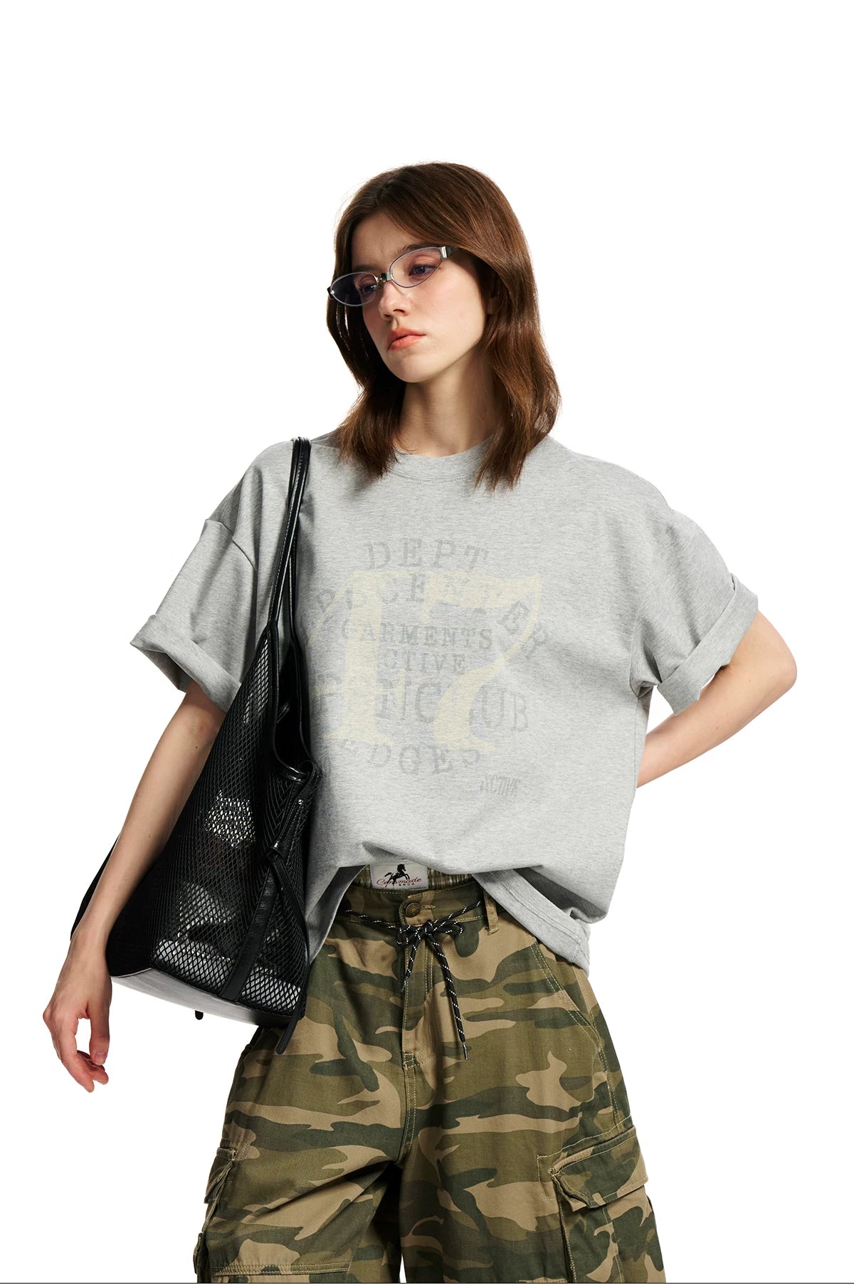 Loopsoon Retro Old Digital Print Crew Neck Tee