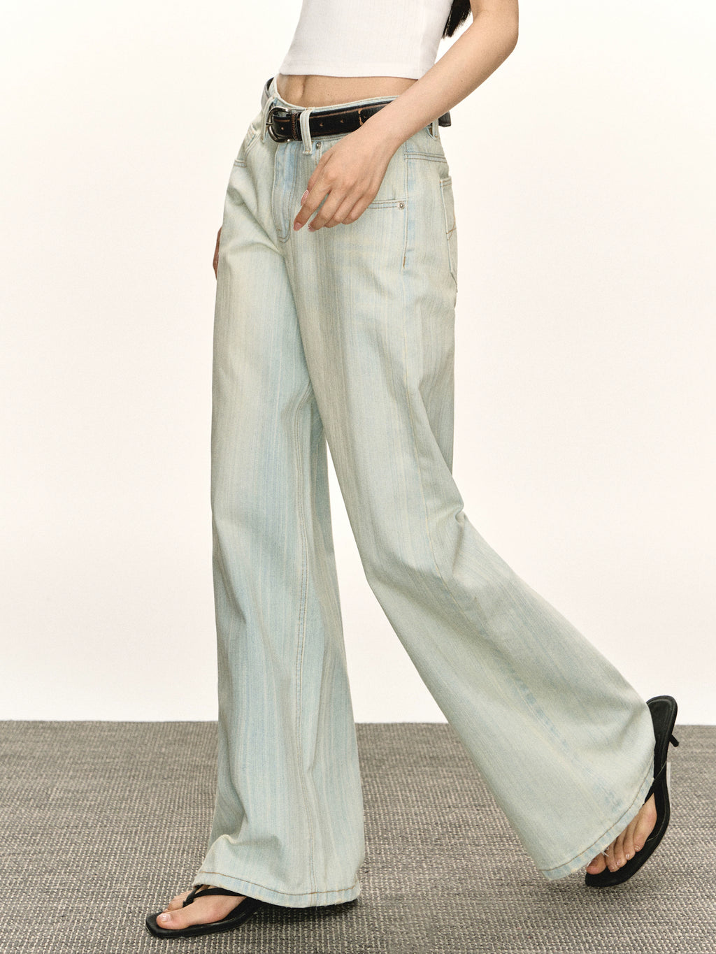Ariseism Vintage Wash Loose Wide Leg Straight Jeans
