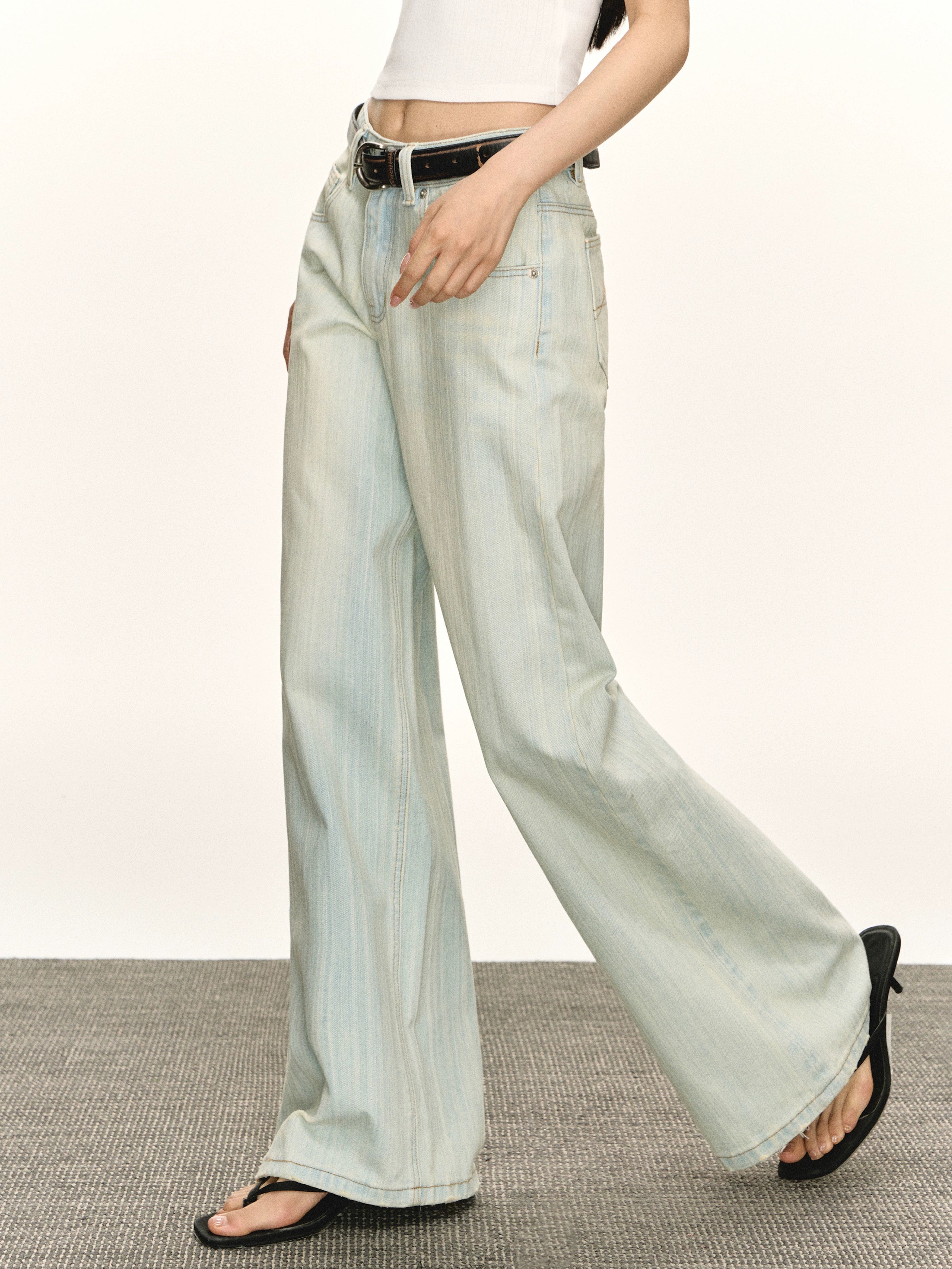 Ariseism Vintage Wash Loose Wide Leg Straight Jeans