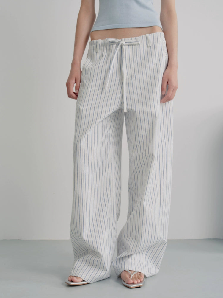 JCAESAR Striped Drawstring Versatile Casual Pants