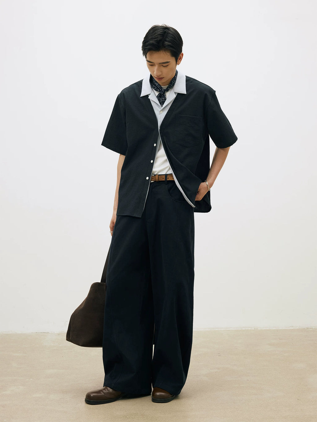 LR Contrast Double Neck Anti-Wrinkle Short Sleeve Shirt