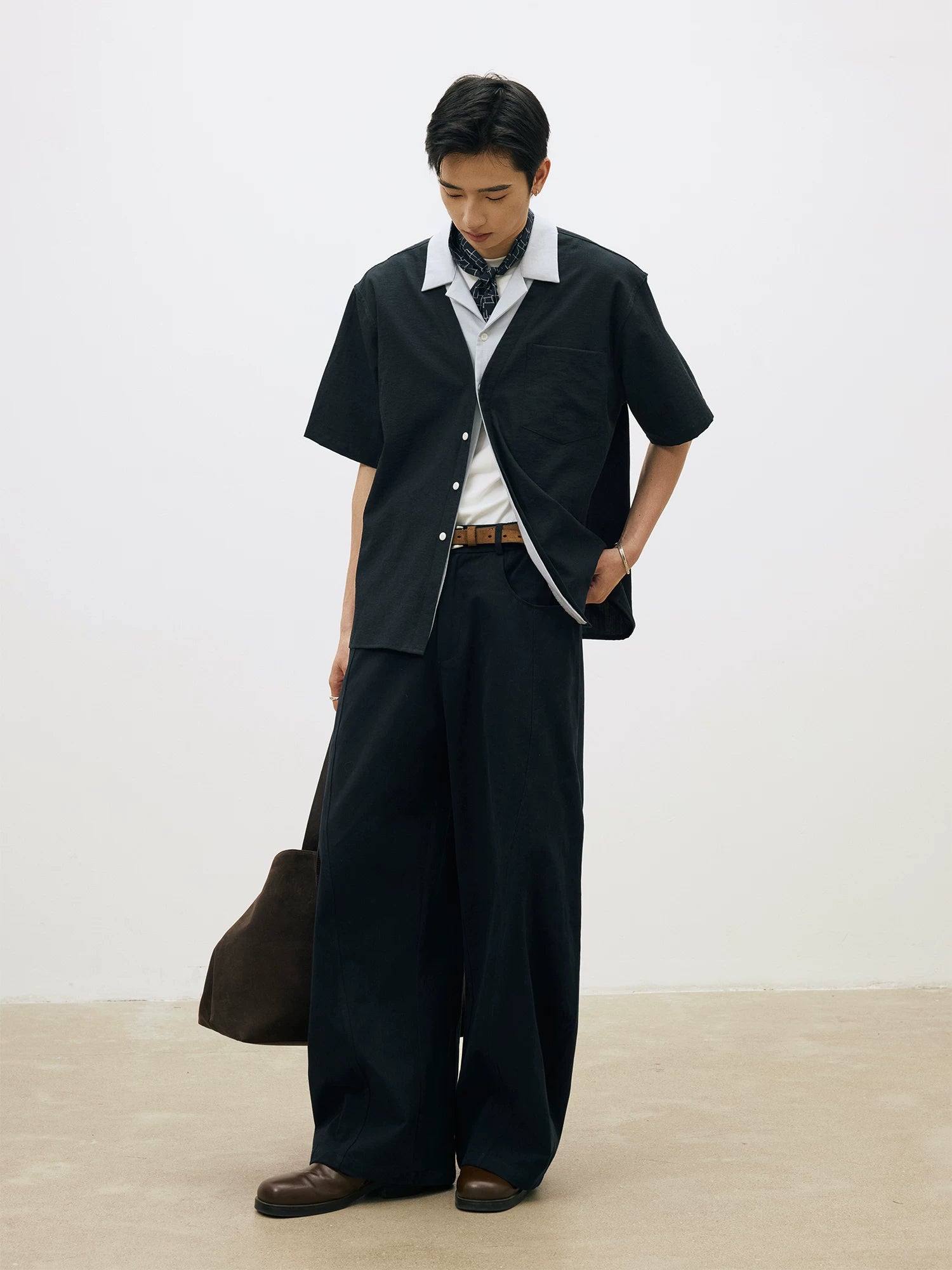 LR Contrast Double Neck Anti-Wrinkle Short Sleeve Shirt