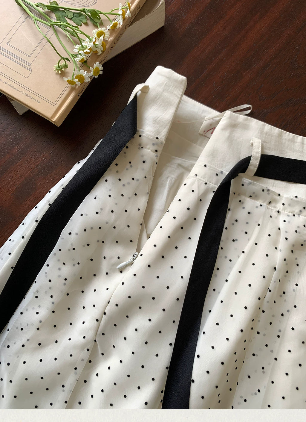 MUCHA High Waist Long Polka Dot Bud Skirt
