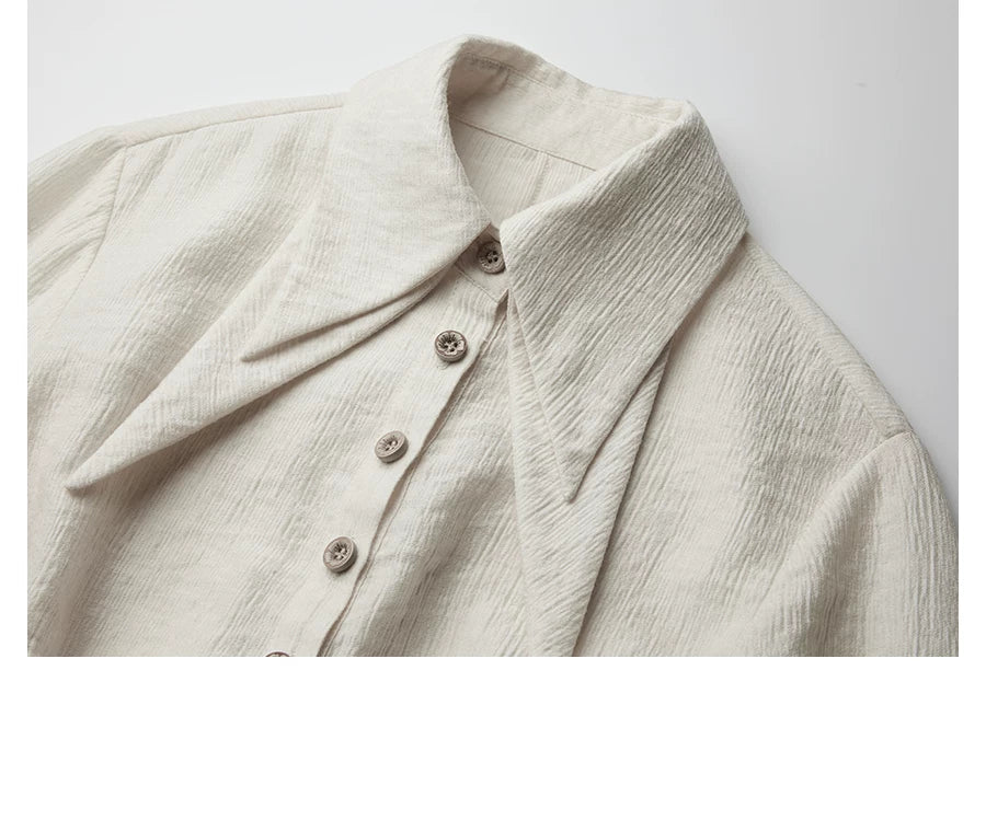 INDULGE Irregular Pleated Sleeve Shirt Long Sleeve