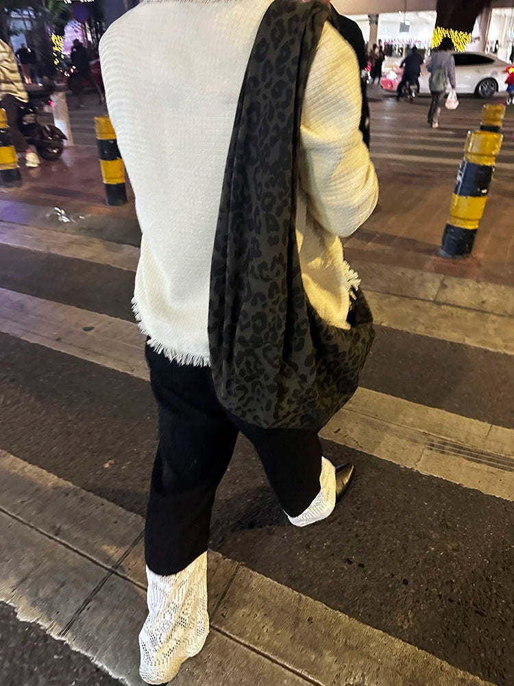 TZ Killer Leopard Print Pleated Versatile Arc Crescent Bag