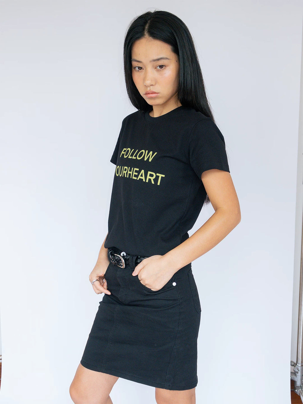 FUNKYFUN Retro Contrasting Color Slogan Simple Tee