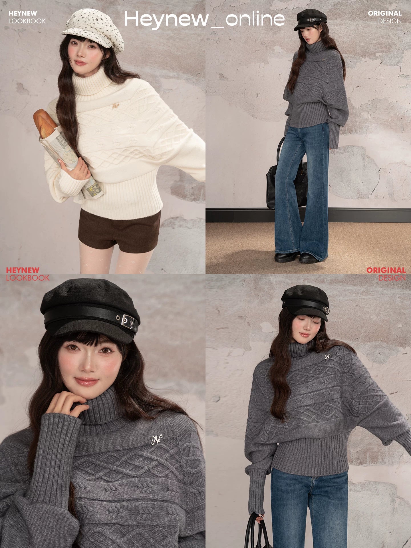 LOVEHEYNEW Turtleneck Lazy Temperament Waist and Thin Sweater