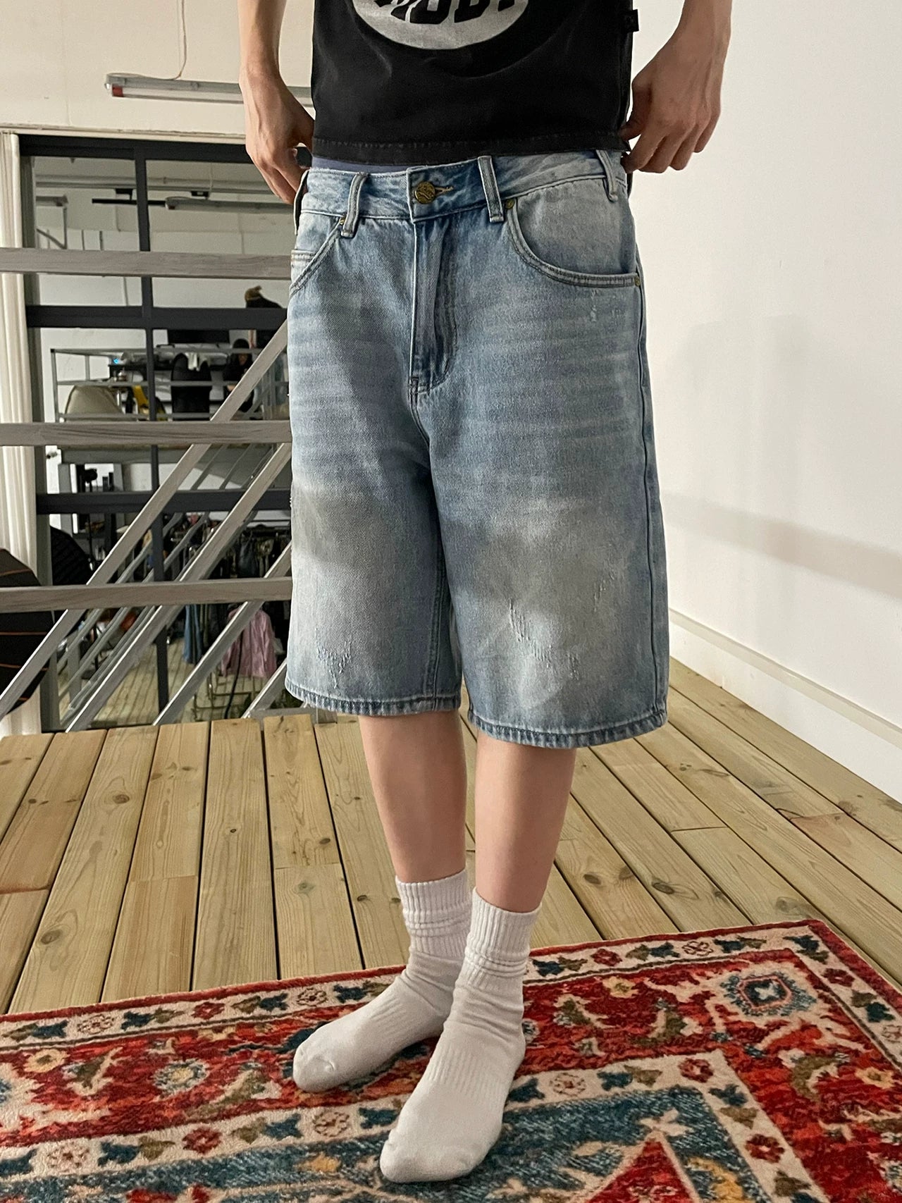 MMBBT Embroidered Versatile Denim Shorts