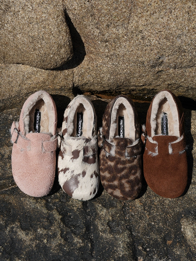 Milooey Flat-bottomed Fleece All-inclusive Soft-soled Shoes