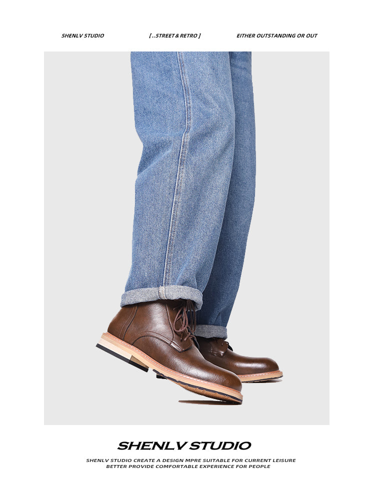 SHENLV STUDIO Vintage British Tooling Boots Locomotive Boots