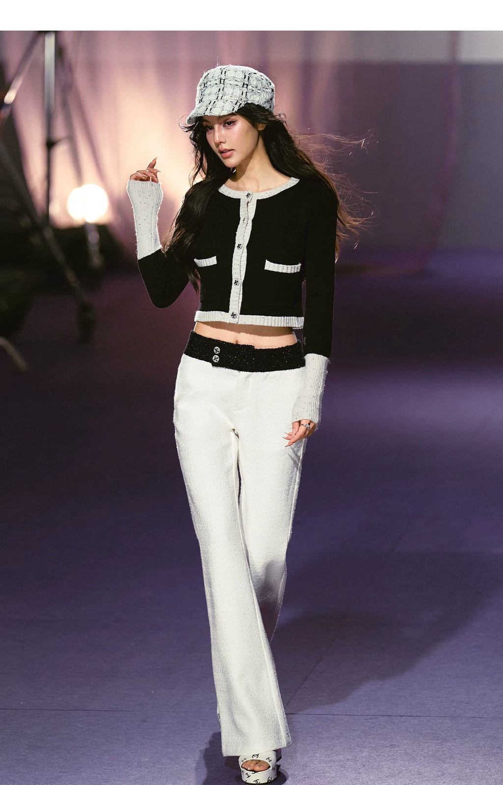 AGAM Splicing Waist Micro-pull Casual Pants