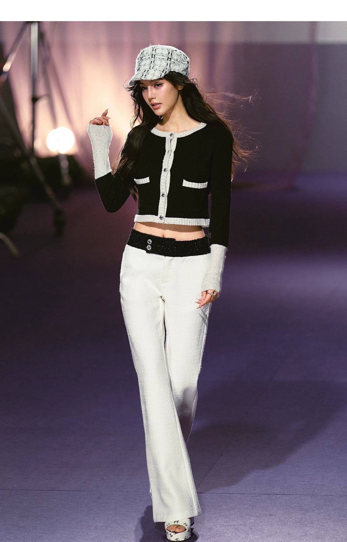 AGAM Splicing Waist Micro-pull Casual Pants