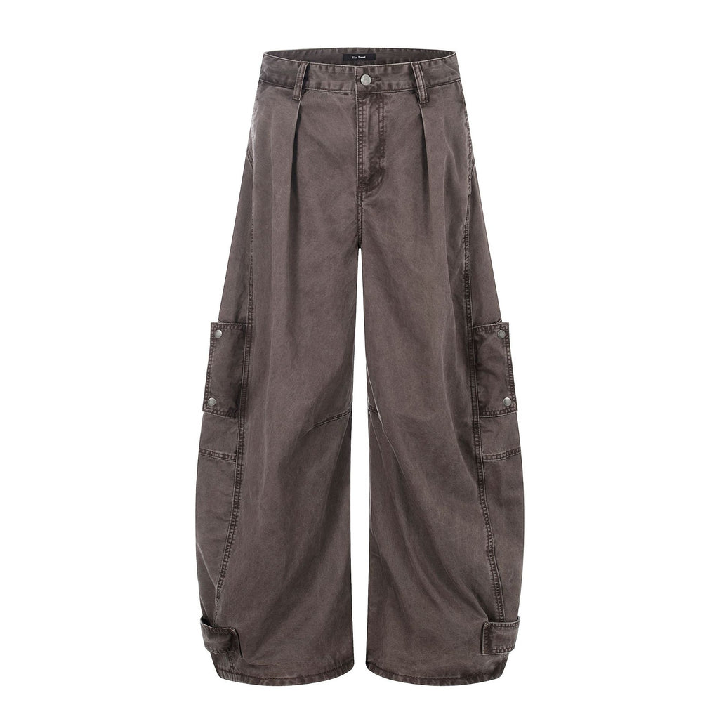 11KN Retro Multi-pocket Pleated Casual Overalls