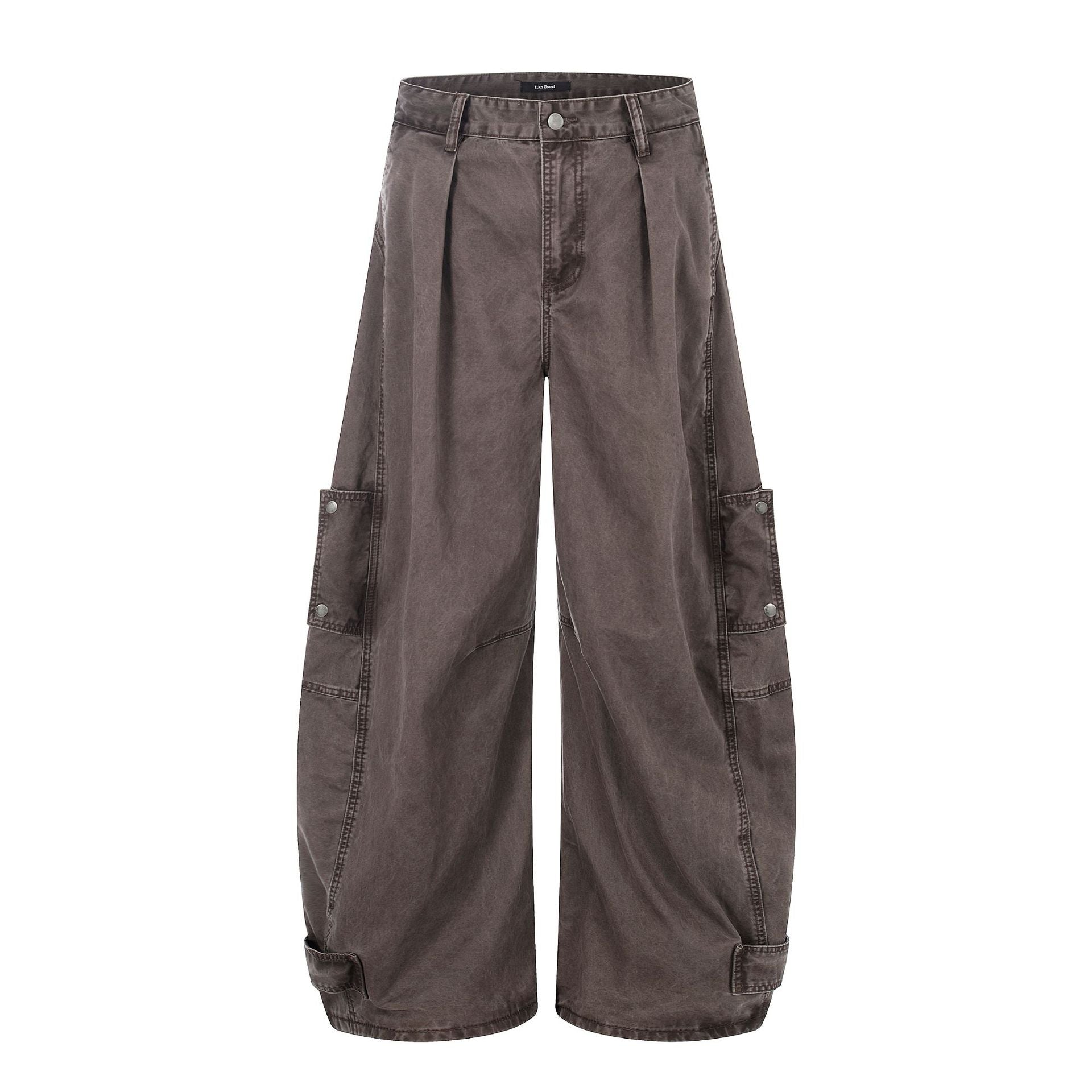 11KN Retro Multi-pocket Pleated Casual Overalls