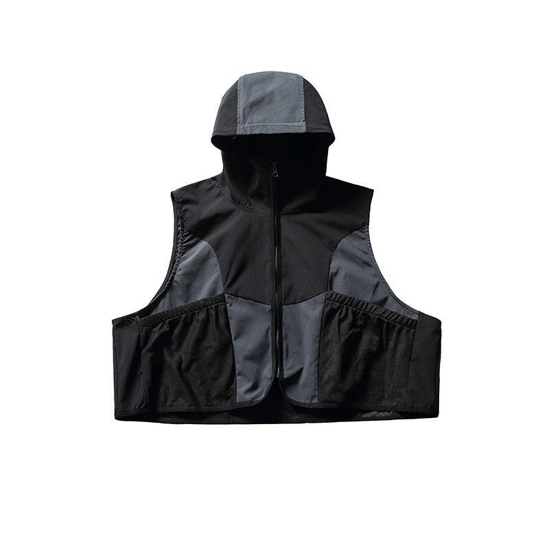 NOEARS Hooded Retro Loose Sleeveless Contrasting Vest